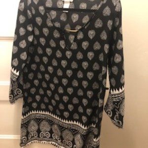 Printed Black and White Dress